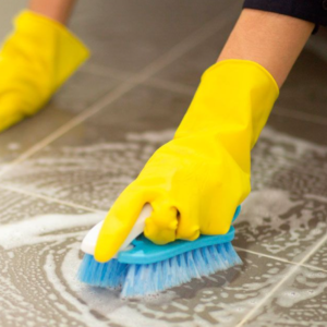 freshly cleaned tile floor in kitchen