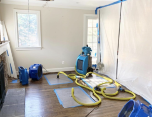industrial drying fans used after water damage restoration