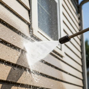 freshly power washed house exterior