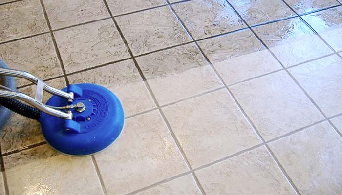 Professional tile and grout cleaning in a Tennessee home by Advanced Cleaning Service showing restored clean grout lines and bright tile surfaces